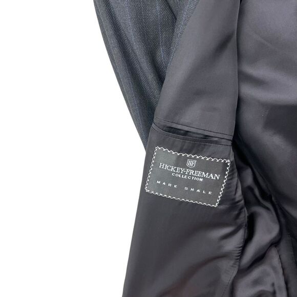 Hickey Freeman Collection Mark Shale Mens Blazer Suit Pinstripe‎ Gray Blue 40Reg - Picture 4 of 7
